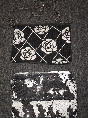 Henry Bendel Sequin Bag&Black & White Beaded Floral Crossbody Bag